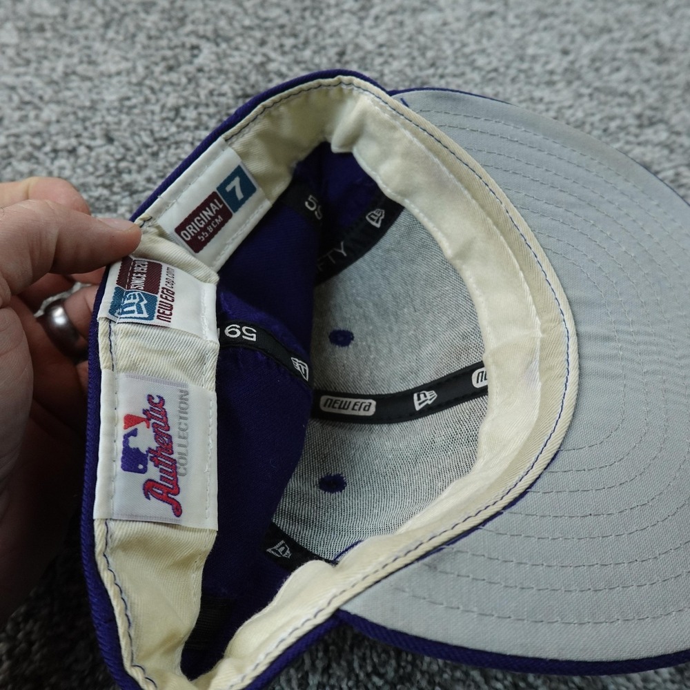 VTG Chicago Cubs Hat Cap Fitted Mens 7 Blue MLB Baseball New Era Wool 90s USA - Picture 11 of 11